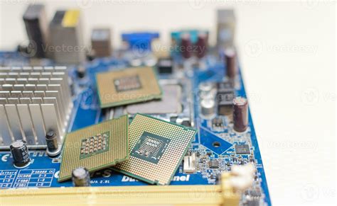 Close up of a motherboard, details of a computer motherboard, detail of ...