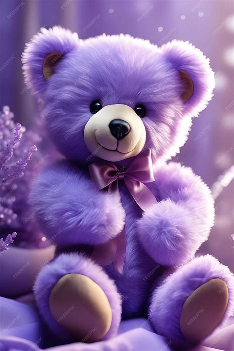 Premium Ai Image Cute Teddy Bear On Purple Background 3d Rendering