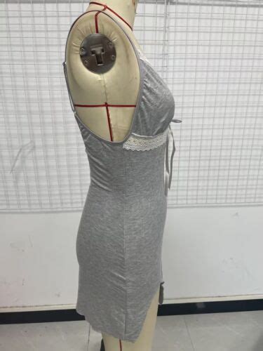 Women S Sexy Lingerie Gray Sleepwear Babydoll Night Mini Dress Lace