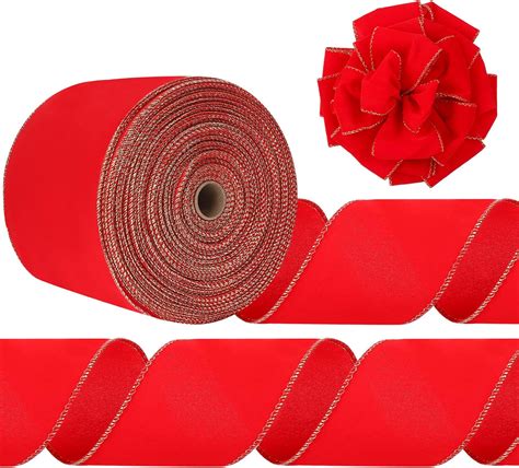 Amazon Syhood Christmas Wired Velvet Ribbon With Gold Edge Velvet