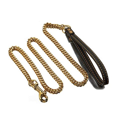 4ft Dog Leash Metal Long 18k Gold Chew Proof Indestructible Cool Best