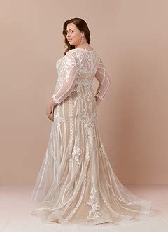 Azazie Yoki Diamond White Nude Mermaid Scoop Tulle Dress Azazie