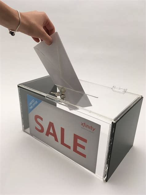 Large Acrylic Donation Ballot Box With Lock Clear And Black Etsy