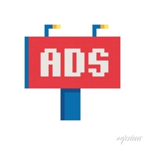 Billboard Pixel Art Icon Signboards Isolated Vector Illustration