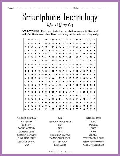 Smartphone Technology Word Search