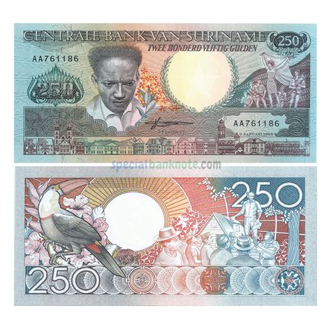 Suriname 250 Gulden Banknote 1988 P 134 UNC Special Minds Store