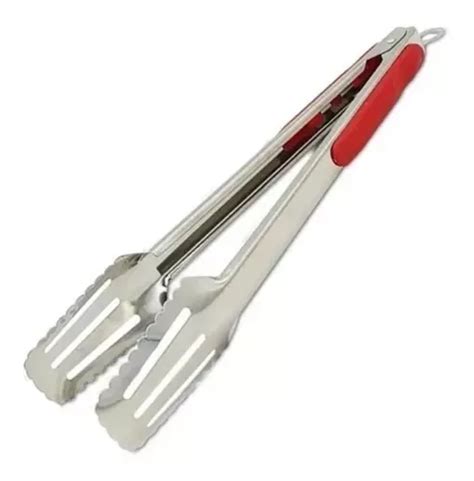 Pinza De Cocina Multiuso Acero Con Mango De Silicona 24cm Color Rojo