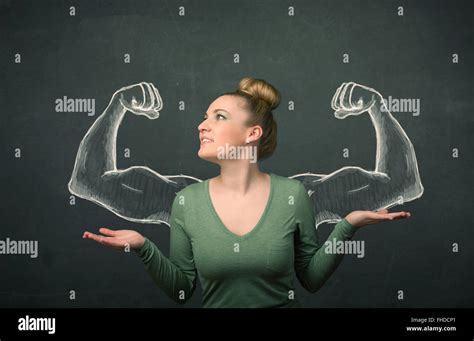 Mujer Con Fuertes Y Musculosos Brazos Dibuj Fotograf A De Stock Alamy