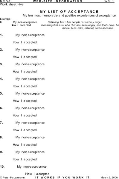 Surrender And Acceptance Worksheets