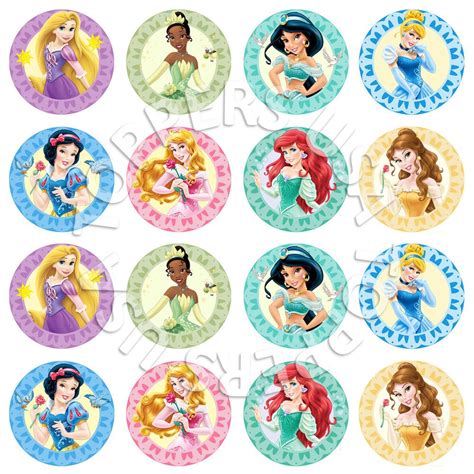 16x Edible Disney Princess Assorted Cupcake Toppers Wafer Paper 4cm