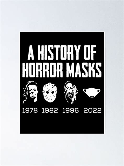 "History Of Horror Masks Lazy Halloween Costume Face Mask" Poster for ...