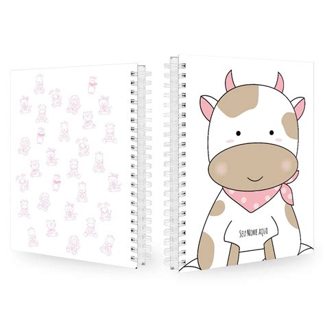 Caderno Personalizado Mat Rias Feminino Vaquinha Fofa No Elo