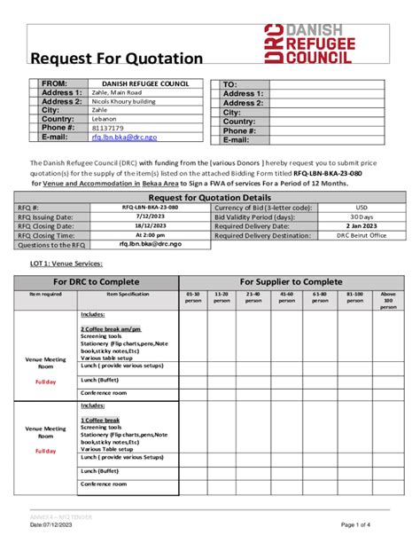 Fillable Online Request For Quotation Rfq Lbn Bka 24 02 For Fax