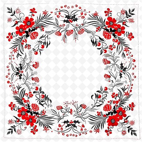 Premium PSD | A red and black floral design is shown in a red frame