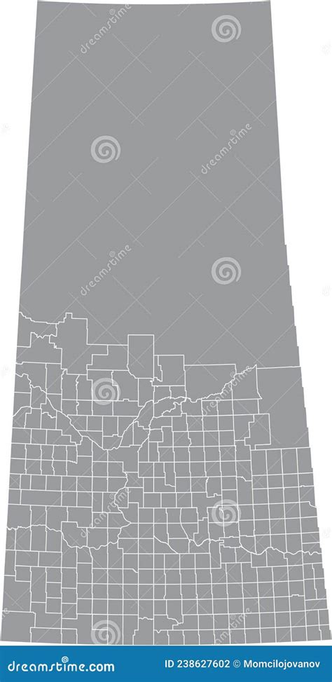 Gray Administrative Map Of Saskatchewan Canada Stock Vector