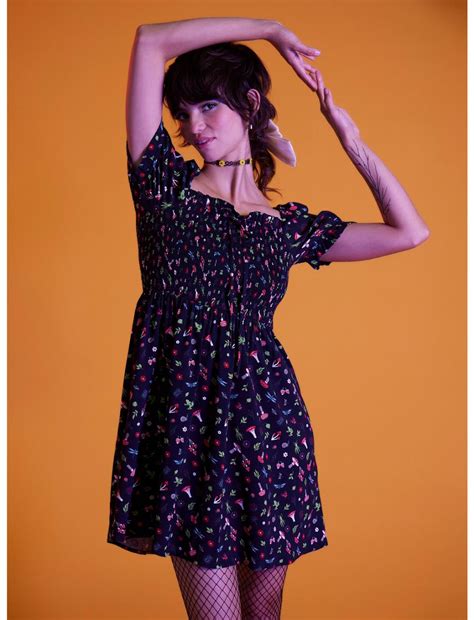 Black Mushroom Smocked Dress Hot Topic Smocked Dress Dress Girls Dresses