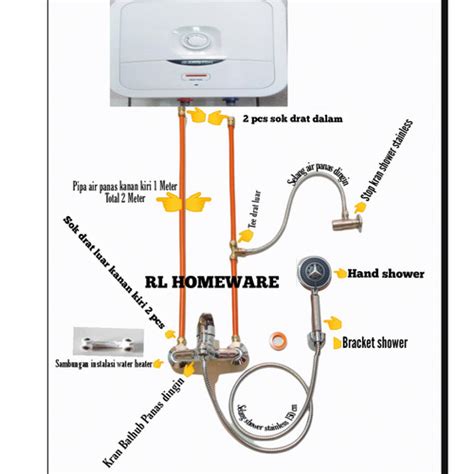 Jual Aksesoris Water Heater Instalasi Luar Tanpa Bobok Ariston Modena