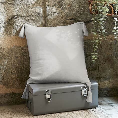 Coussin carré gaze de coton 40 x 40 cm Gaïa Gris nuage Déco textile