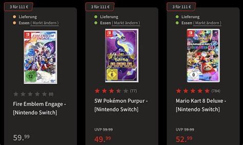 MediaMarkt 3 Nintendo Switch Spiele für 111 107 Games zur Auswahl