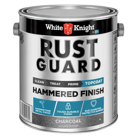 White Knight Rust Guard Gloss Charcoal Hammered Finish Paint - 4L ...