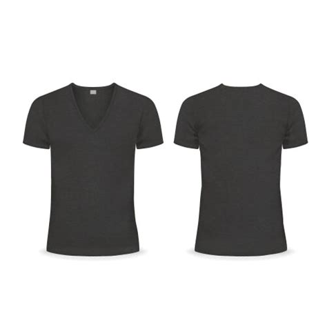 Mockup Template Men Black T Shirt Short Sleeve Vector Image