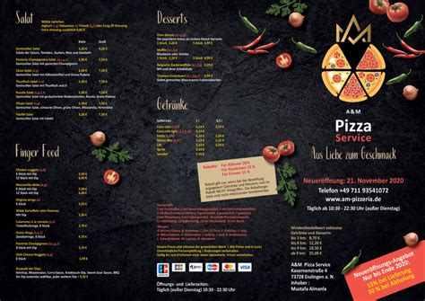 Speisekarte Aandm Pizzeria