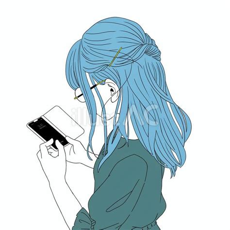 スマホを見ている女性イラスト No 24588603｜無料イラスト・フリー素材なら「イラストac」