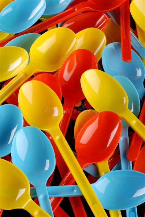 Colored Plastic Spoons Stock Image Image Of Table Group 26130487