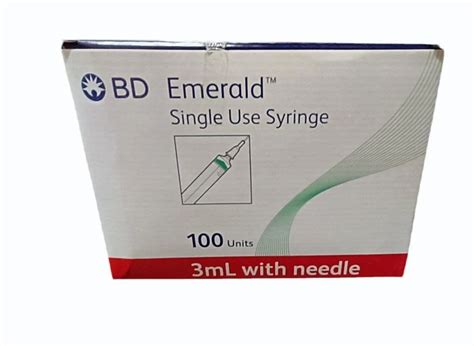 Concentric Luer Slip Tip 3ml BD Emerald Single Disposable Syringe 14G