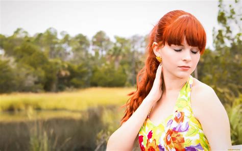 Wallpaper Face Trees Women Outdoors Redhead Model Depth Of Field