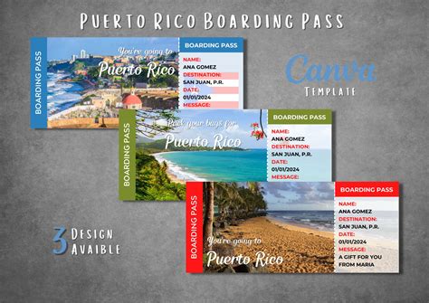 Editable Puerto Rico Trip Surprise Ticket Template, Printable Puerto