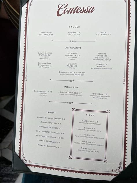 Menu of Contessa in Boston, MA 02116