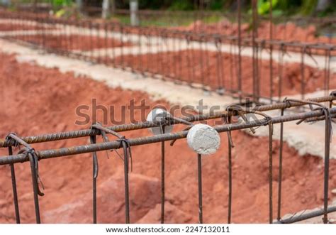 Concrete Spacer On Rebar Concrete Beam Stock Photo 2247132011 ...