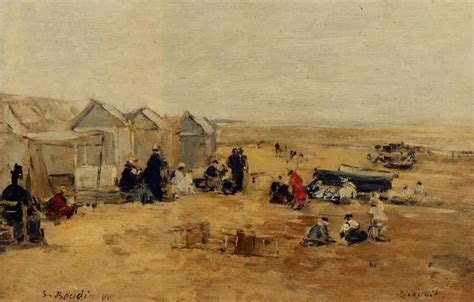 Deauville Beach Scene By Eugene Louis Boudin Oil Painting Reproduction