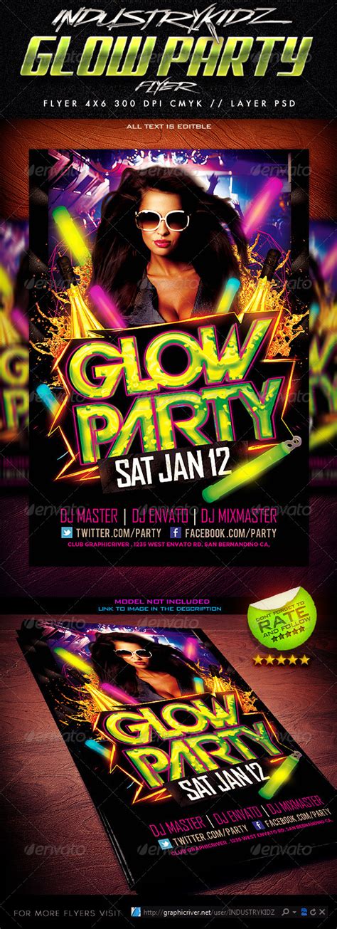 Glow Party Flyer Template By Industrykidz Graphicriver