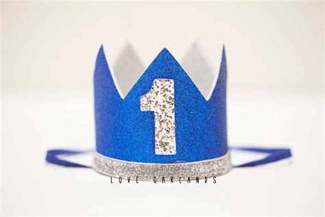 Blue Silver Birthday Crown, First Birthday Blue Crown, One Birthday ...