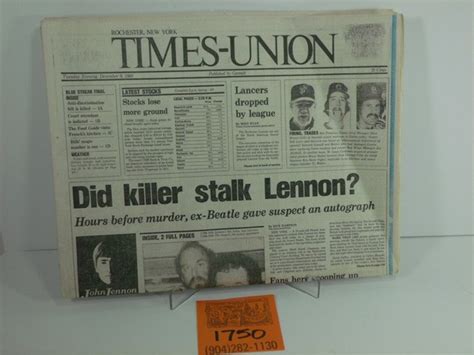 The Times/union Newspaper-original Issuethe Day Lennon - Etsy