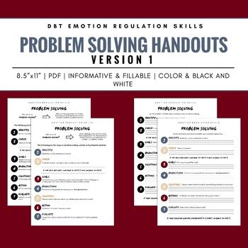 Problem Solving Dbt Skill Handouts By Kh Counseling Tpt