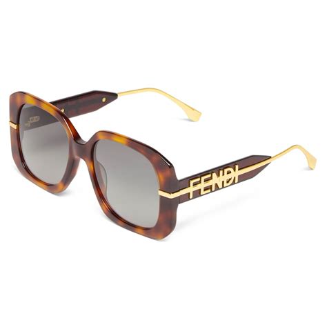 Fendi Fendigraphy Square Sunglasses Havana Gradient Grey Sunglasses Fendi Eyewear