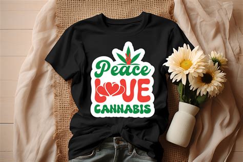 Peace Love Cannabis Sticker Design Graphic By Merchtrends Svg