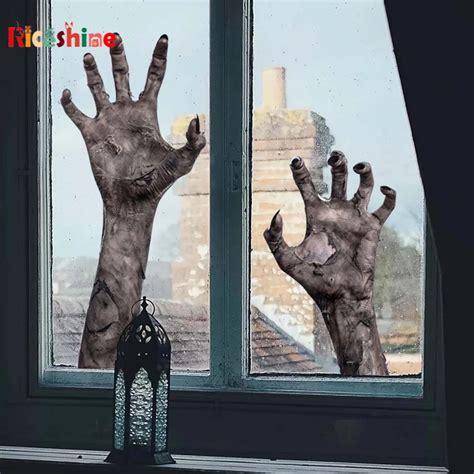 Halloween Horror Blood Hand Sticker Window Scary Props Party Bedroom 3D ...