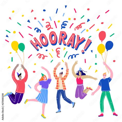 Hooray Lettering Hooray Cardvector Illustration The Concept Of A