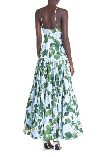 Oscar De La Renta Hydrangea Print Tiered Poplin Maxi Tank Dress Modesens