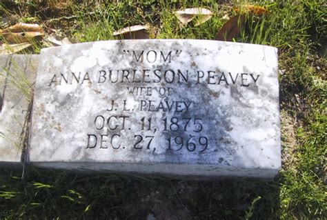 Anna M Burleson Peavey Memorial Find A Grave