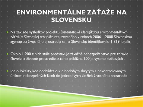 V Skyt A V Voj Star Ch Environment Lnych Z A Na Strednom Slovensku