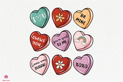 Candy Hearts Valentine Candy Heart Graphic By Mimis Story · Creative