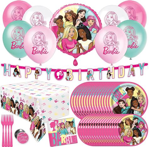 Unique Décorations De Fête Barbie Pour 16 Invités Sous Licence Officielle Décorations D