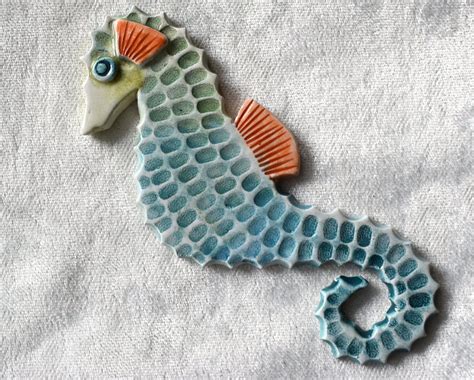 Ceramic Seahorse Handmade Seahorse Wall Hanging Home Decoration