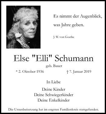 Traueranzeigen Von Else Schumann WirTrauern