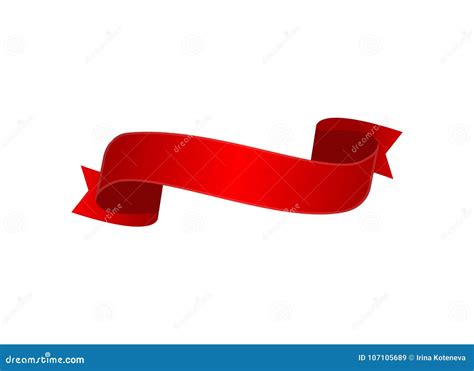 Satin Red Curved Ribbon Isolated Icon Stock Vector Illustration Of